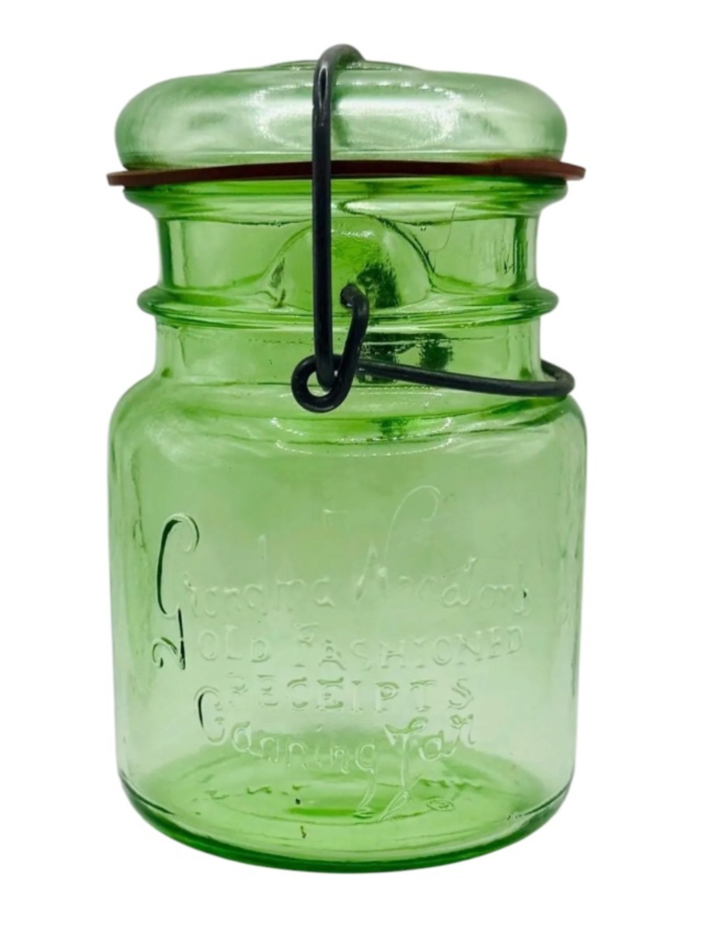 ANTIQUE➕Green Embossed Grandma Wheatons Old Fashion Receipts Canning Jar